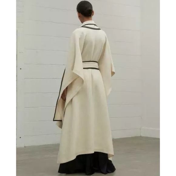 ROSETTA GETTY Cotton Wool Leather Scarf Cape Topper Coat Jacket S,M,L - Picture 2 of 13